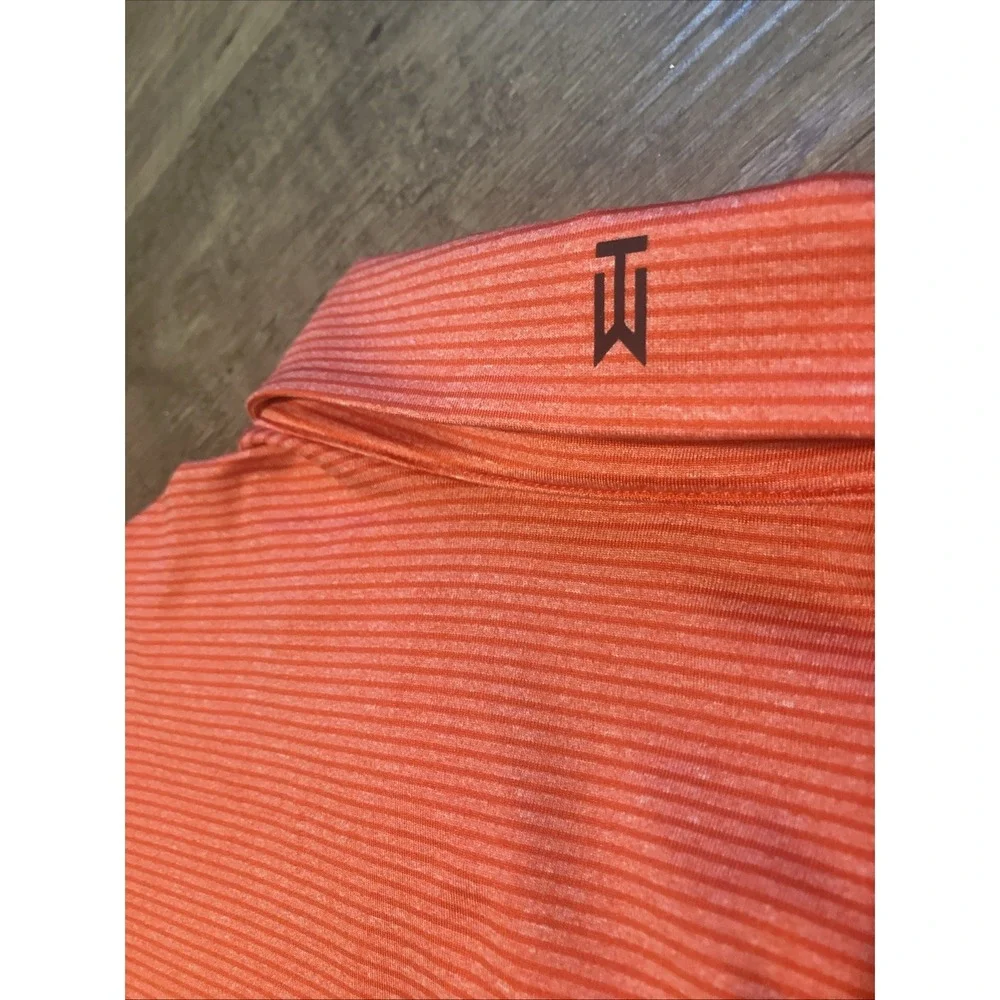 NWT Nike Tiger Woods Collection Dri-Fit Golf Polo Shirt 2XL Orange Stripe